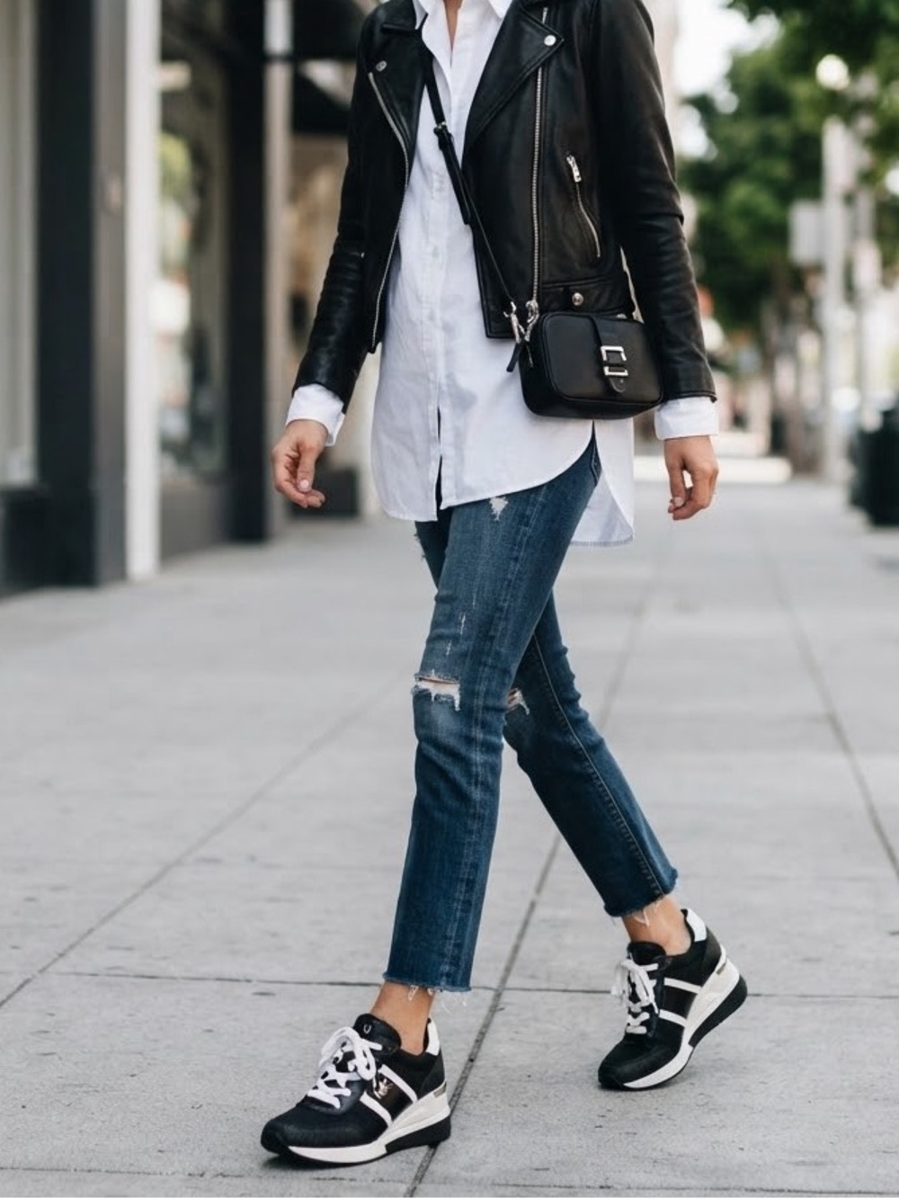 Michael Kors Black & White Chunky Platform Wedge Sneakers Size 9M
